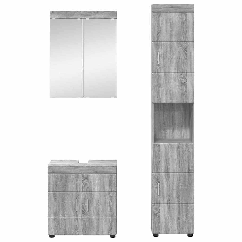 Baderomsinnredningssett TULUM 3 pcs Grå Sonoma 60 x 34 x 63 cm