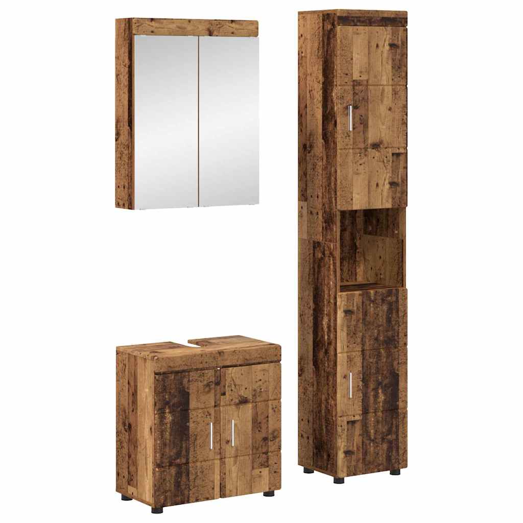 Baderomsinnredningssett TULUM 3 pcs Gammelt tre 60 x 34 x 63 cm