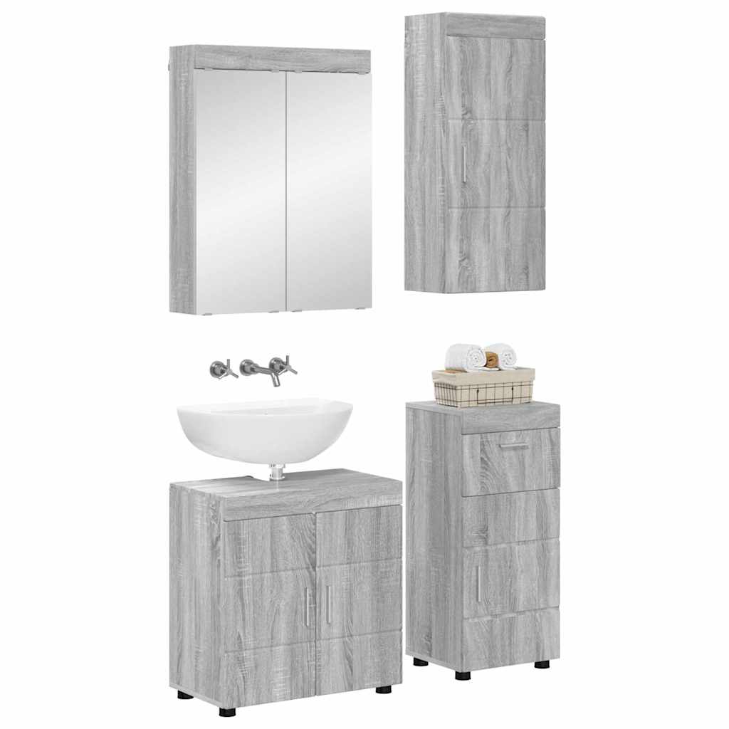 Baderomsinnredningssett TULUM 4 pcs Grå Sonoma 60 x 34 x 63 cm