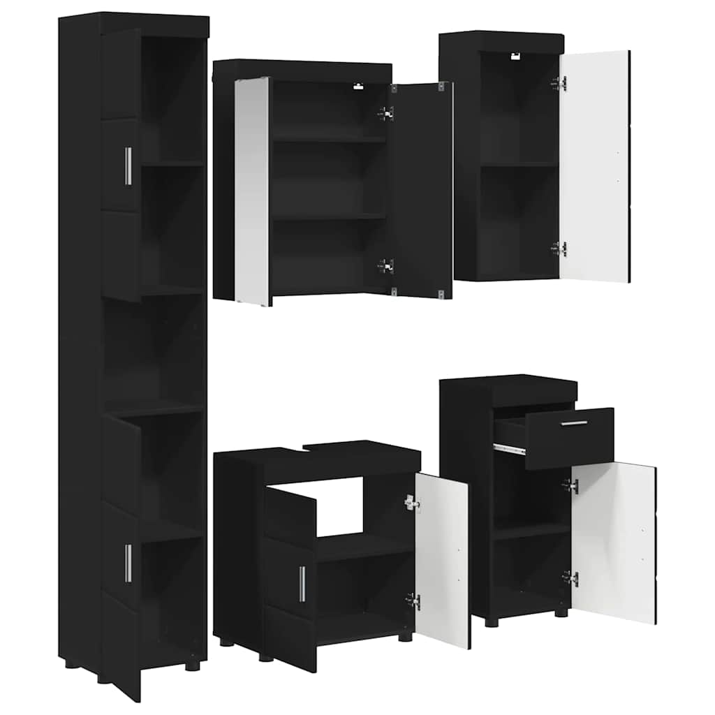 Baderomsinnredningssett TULUM 5 pcs Svart 60 x 34 x 63 cm