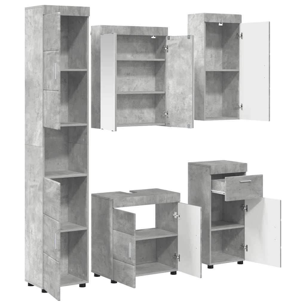 Baderomsinnredningssett TULUM 5 pcs Betonggrå 60 x 34 x 63 cm