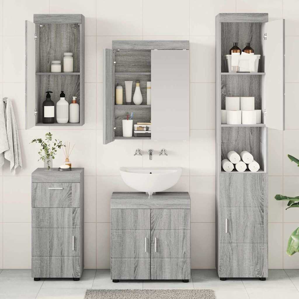 Baderomsinnredningssett TULUM 5 pcs Grå Sonoma 60 x 34 x 63 cm