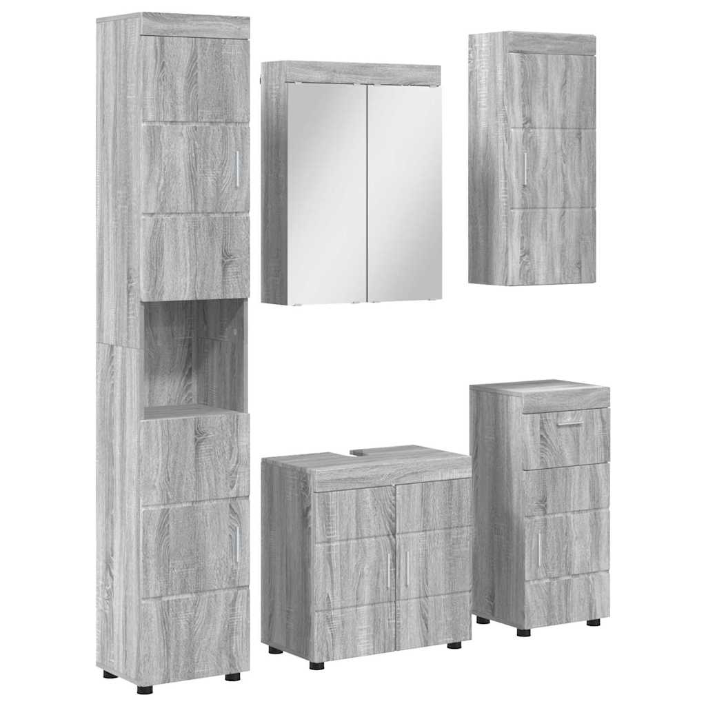 Baderomsinnredningssett TULUM 5 pcs Grå Sonoma 60 x 34 x 63 cm