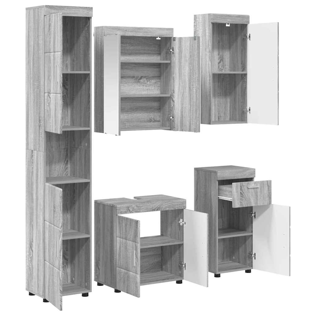 Baderomsinnredningssett TULUM 5 pcs Grå Sonoma 60 x 34 x 63 cm