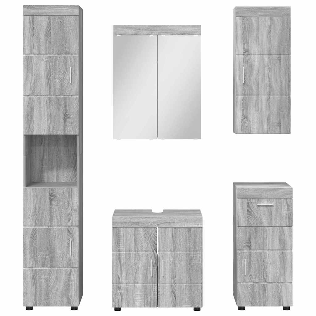 Baderomsinnredningssett TULUM 5 pcs Grå Sonoma 60 x 34 x 63 cm