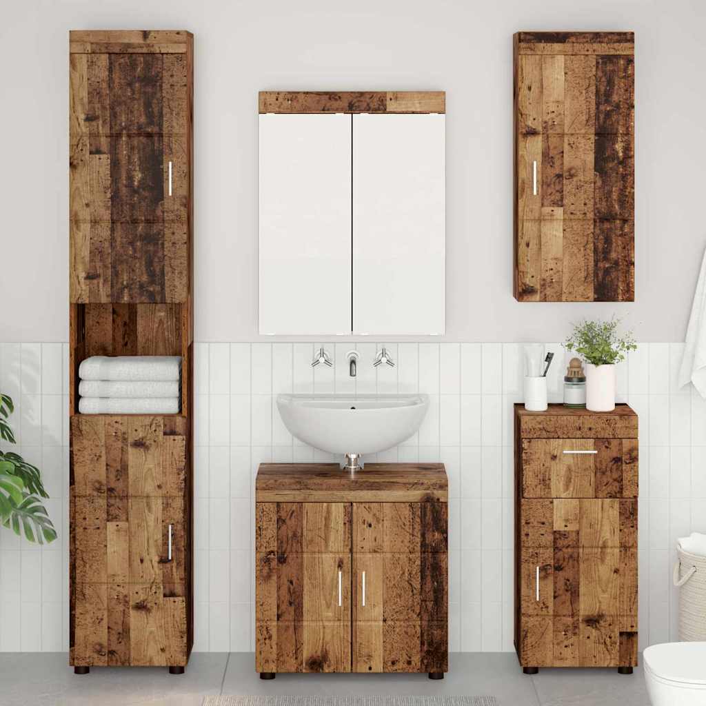 Baderomsinnredningssett TULUM 5 pcs Gammelt tre 60 x 34 x 63 cm