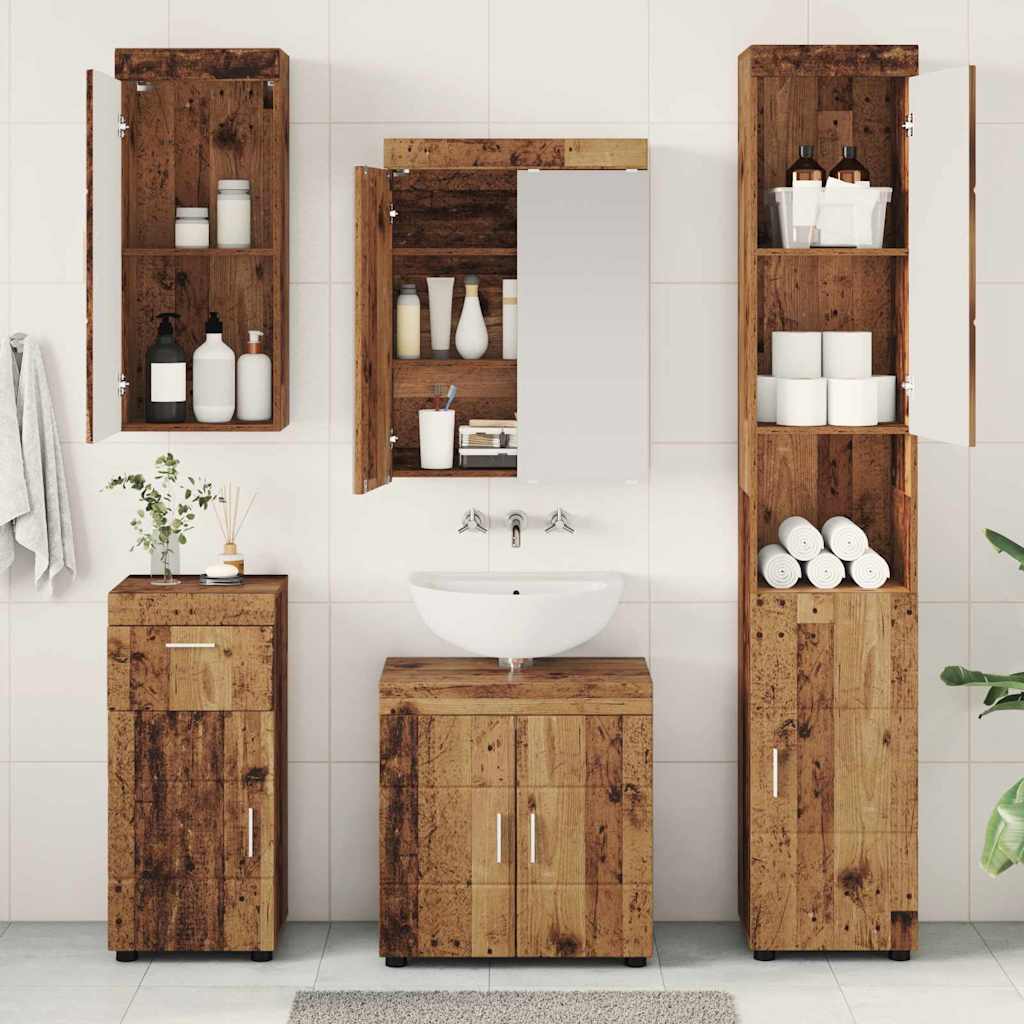 Baderomsinnredningssett TULUM 5 pcs Gammelt tre 60 x 34 x 63 cm