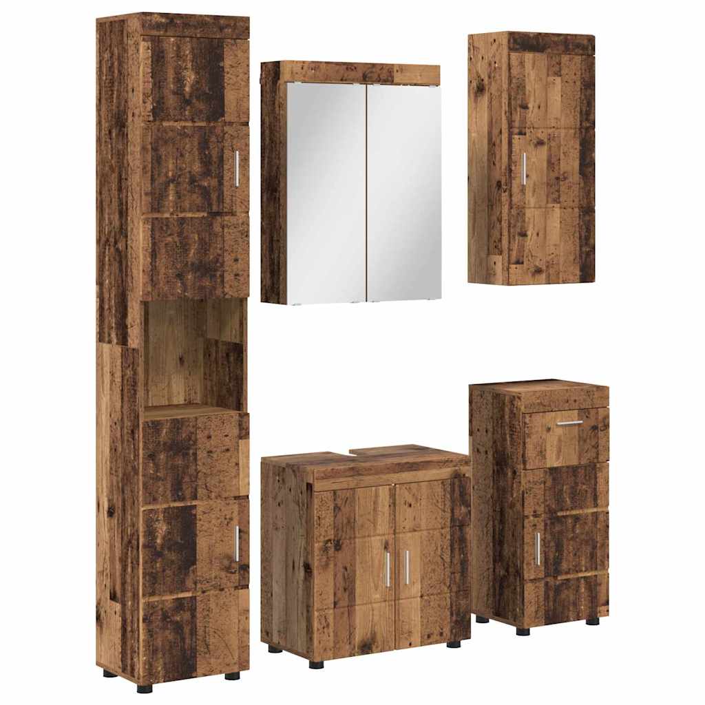 Baderomsinnredningssett TULUM 5 pcs Gammelt tre 60 x 34 x 63 cm