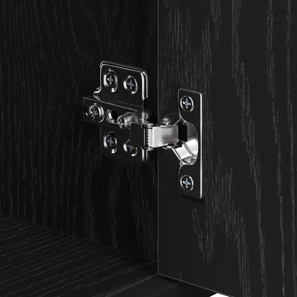 Baderomsinnredningssett med dør Svart Eik 35 x 37,5 x 188,5 cm