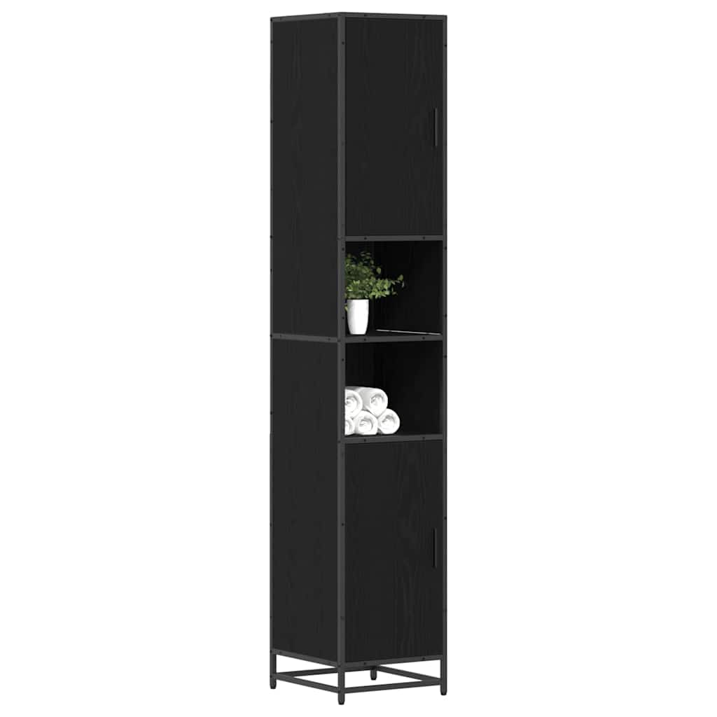 Baderomsskap Svart eik 35 x 37.5 x 188.5 cm Konstruert tre