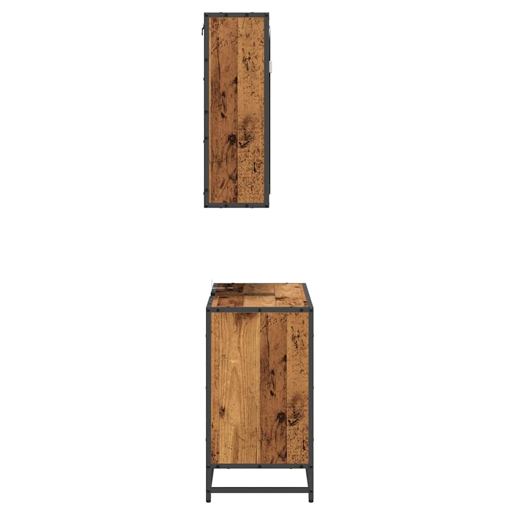Baderomsinnredningssett 2 pcs Gammelt tre 65 x 33 x 60 cm