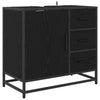 Baderomsinnredningssett med dør 2 pcs Svart eik 65 x 33 x 60 cm