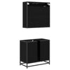 Baderomsinnredningssett med dør 2 pcs Svart eik 65 x 33 x 60 cm