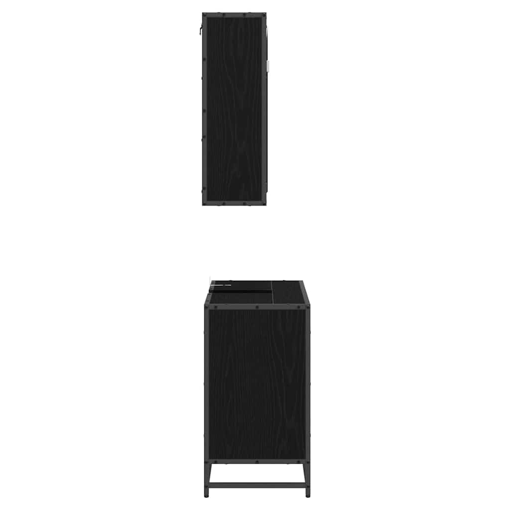 Baderomsinnredningssett med dør 2 pcs Svart eik 65 x 33 x 60 cm