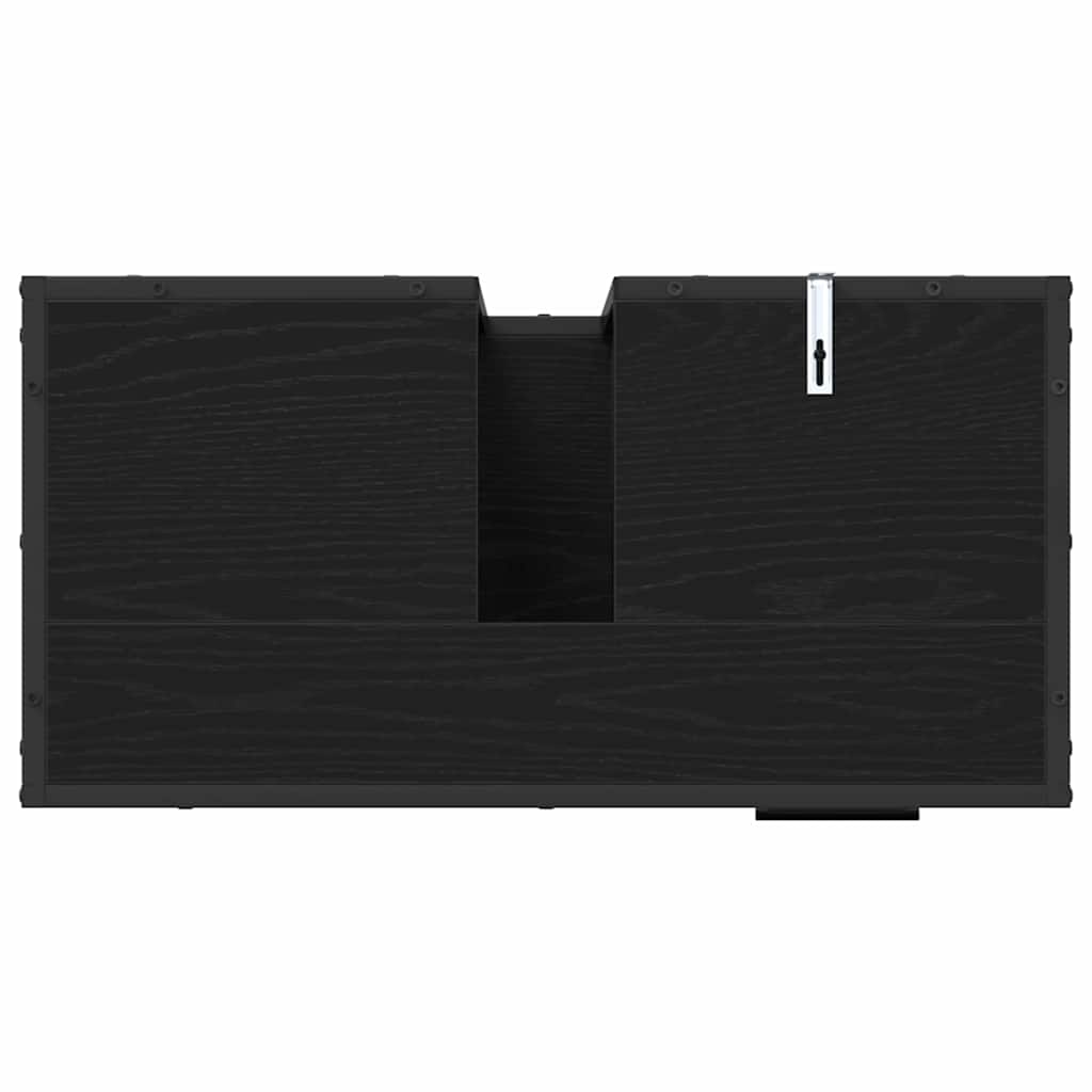 Baderomsinnredningssett med dør 2 pcs Svart eik 65 x 33 x 60 cm
