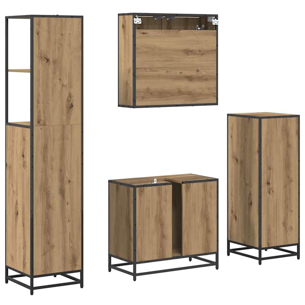 Baderomsinnredningssett 4 pcs Artisan Eik Konstruert tre