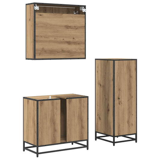 Baderomsinnredningssett 3 pcs Artisan Eik Konstruert tre