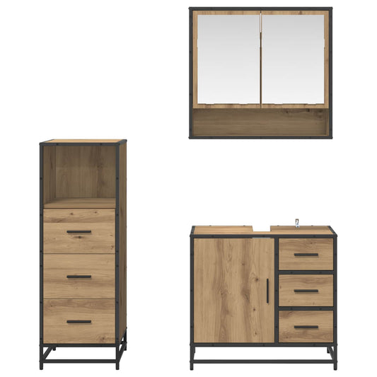 Baderomsinnredningssett 3 pcs Artisan Eik Konstruert tre