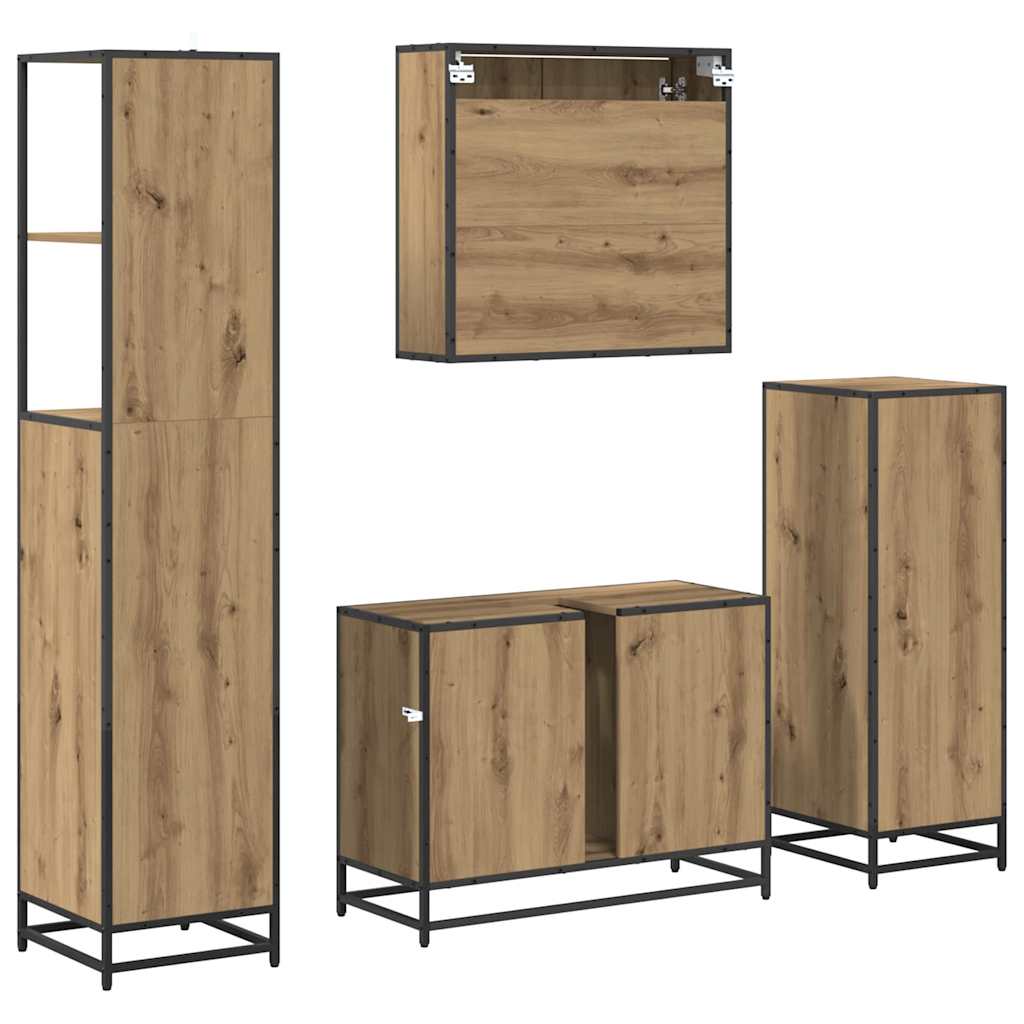 Baderomsinnredningssett 4 pcs Artisan Eik Konstruert tre