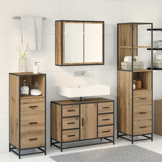 Baderomsinnredningssett 3 pcs Artisan Eik Konstruert tre