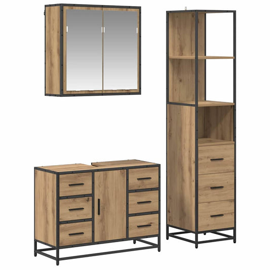 Baderomsinnredningssett 3 pcs Artisan Eik Konstruert tre
