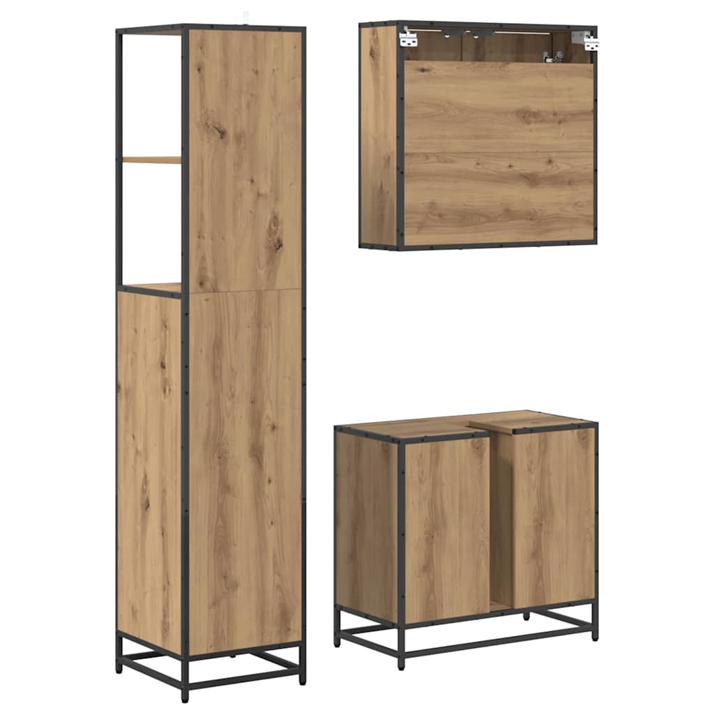 Baderomsinnredningssett 3 pcs Artisan Eik Konstruert tre