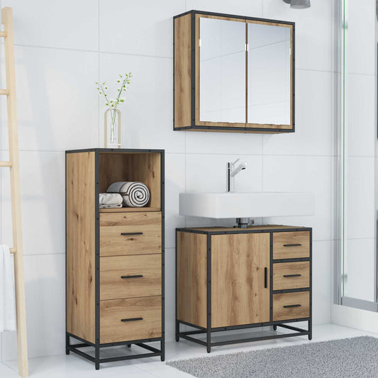 Baderomsinnredningssett 3 pcs Artisan Eik Konstruert tre