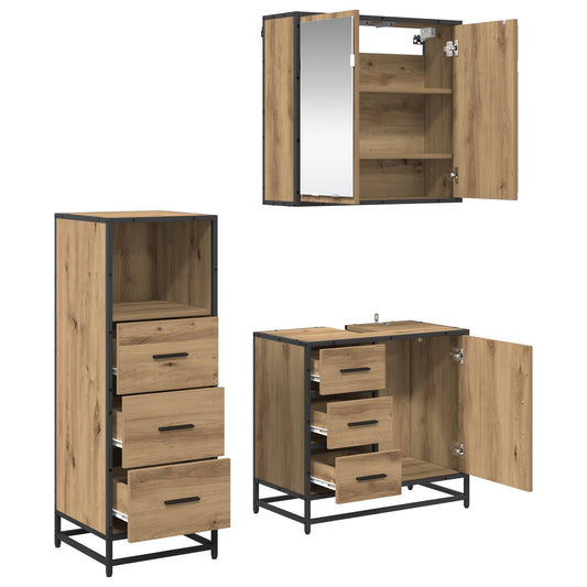 Baderomsinnredningssett 3 pcs Artisan Eik Konstruert tre