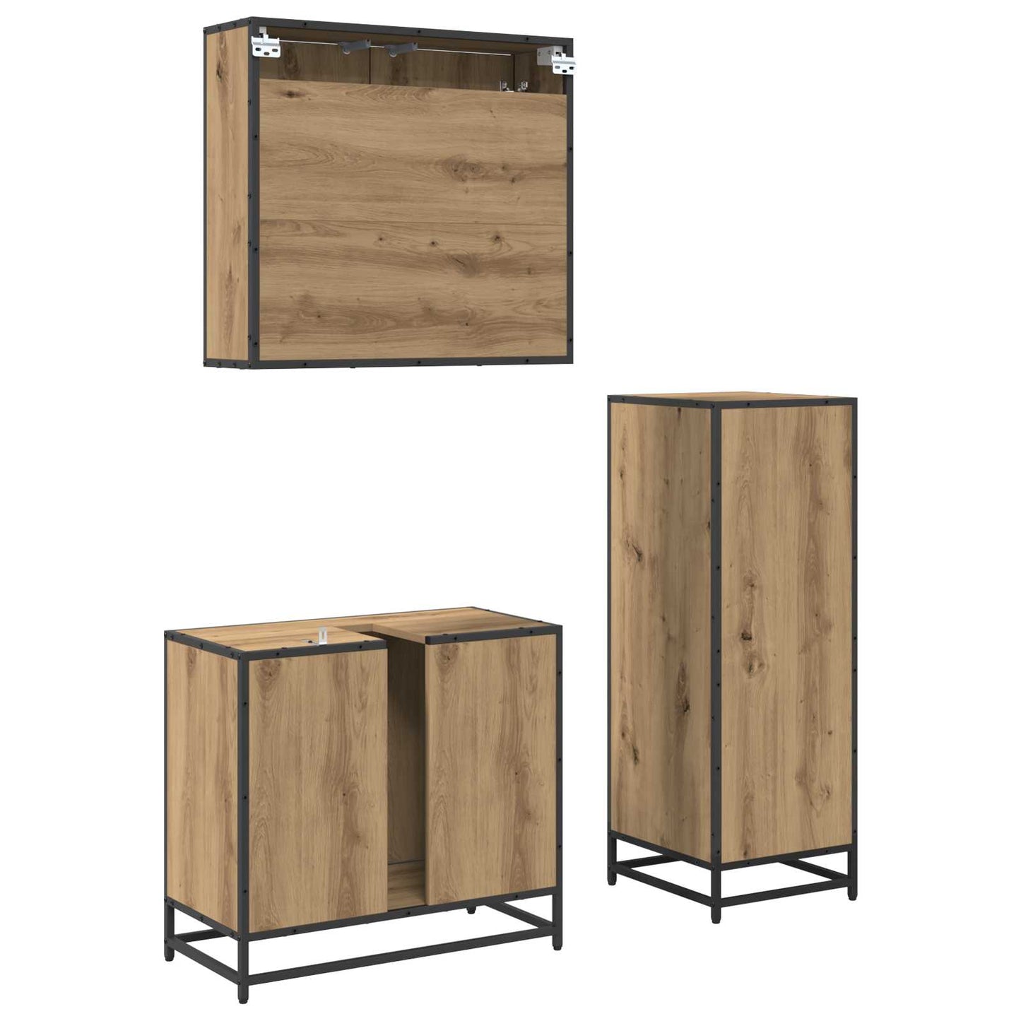 Baderomsinnredningssett 3 pcs Artisan Eik Konstruert tre