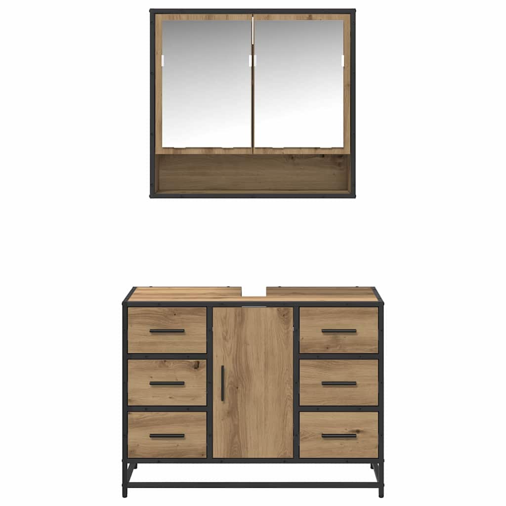 Baderomsinnredningssett 2 pcs Artisan Eik Konstruert tre