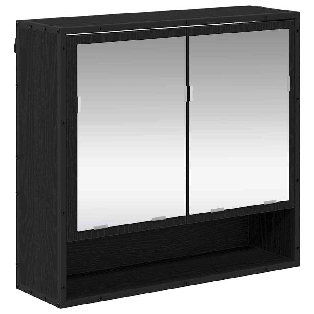 Baderomsinnredningssett med dør 2 pcs Svart eik 80 x 33 x 60 cm