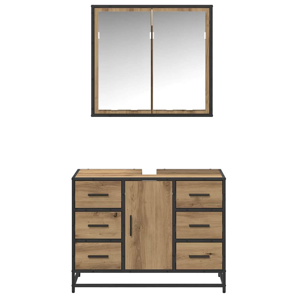 Baderomsinnredningssett 2 pcs Artisan Eik Konstruert tre