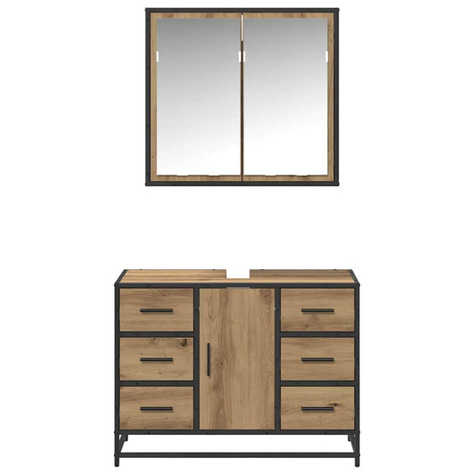 Baderomsinnredningssett 2 pcs Artisan Eik Konstruert tre