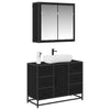 Baderomsinnredningssett med dør 2 pcs Svart eik 80 x 33 x 60 cm