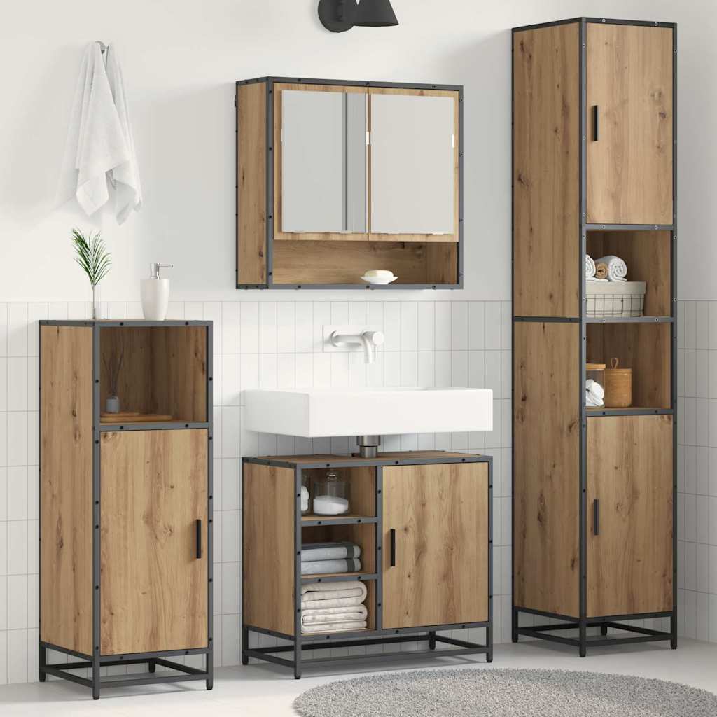 Baderomsinnredningssett 3 pcs Artisan Eik Konstruert tre
