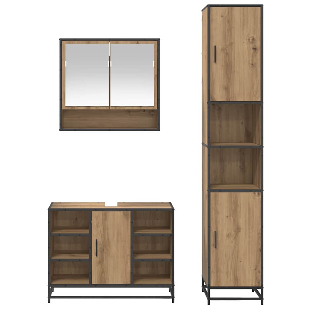 Baderomsinnredningssett 3 pcs Artisan Eik Konstruert tre