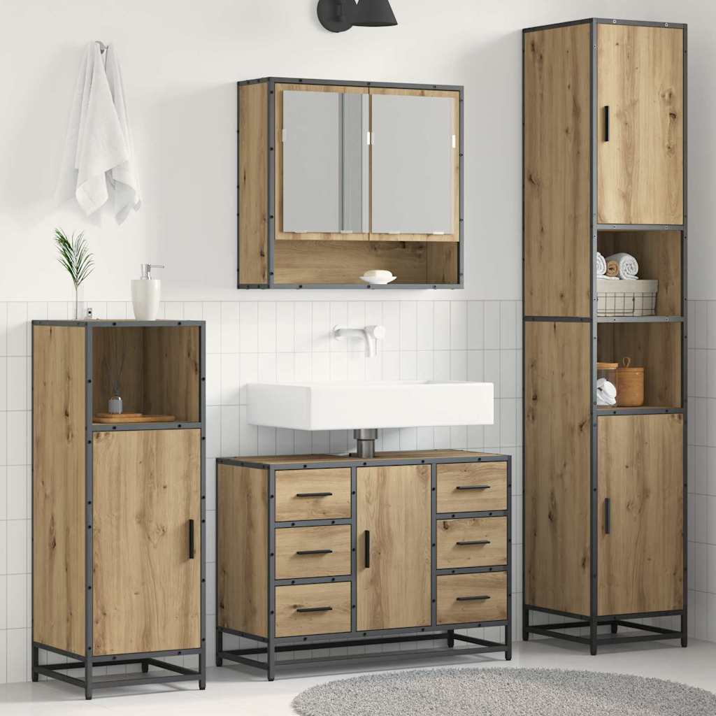 Baderomsinnredningssett 3 pcs Artisan Eik Konstruert tre