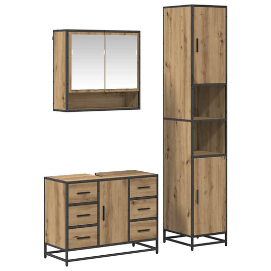 Baderomsinnredningssett 3 pcs Artisan Eik Konstruert tre