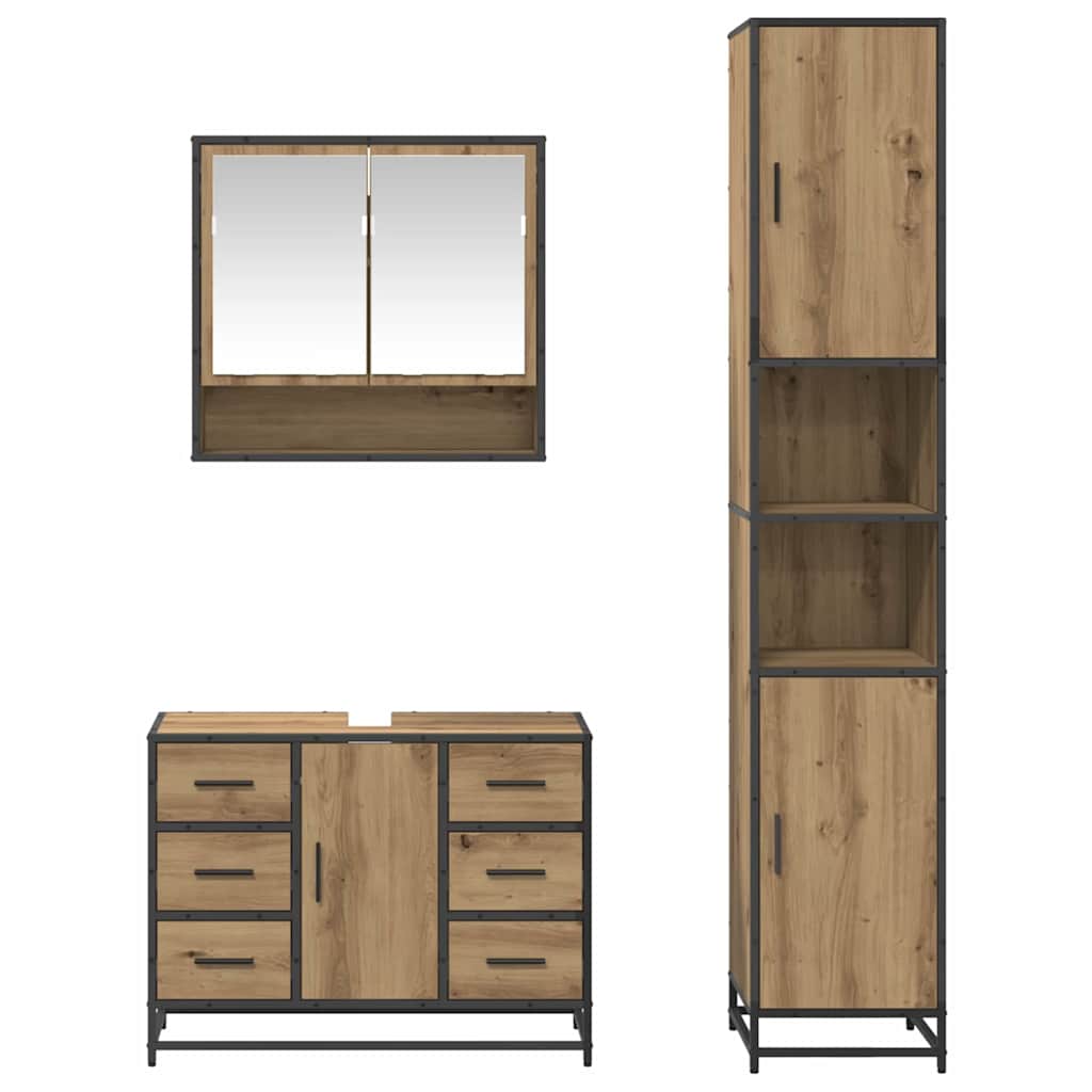 Baderomsinnredningssett 3 pcs Artisan Eik Konstruert tre