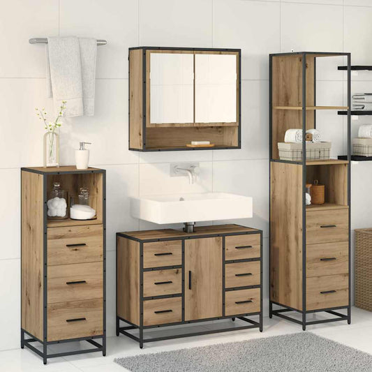 Baderomsinnredningssett 3 pcs Artisan Eik Konstruert tre