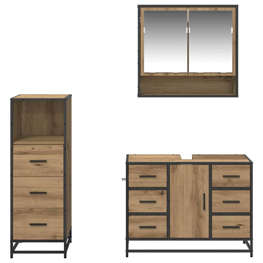 Baderomsinnredningssett 3 pcs Artisan Eik Konstruert tre