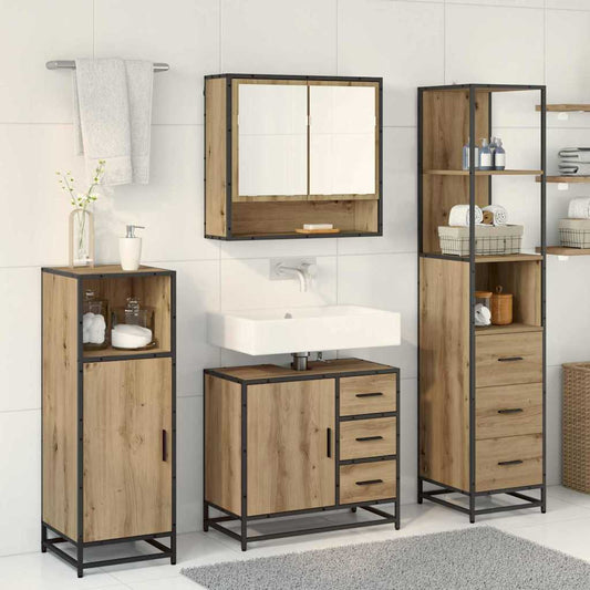 Baderomsinnredningssett 3 pcs Artisan Eik Konstruert tre