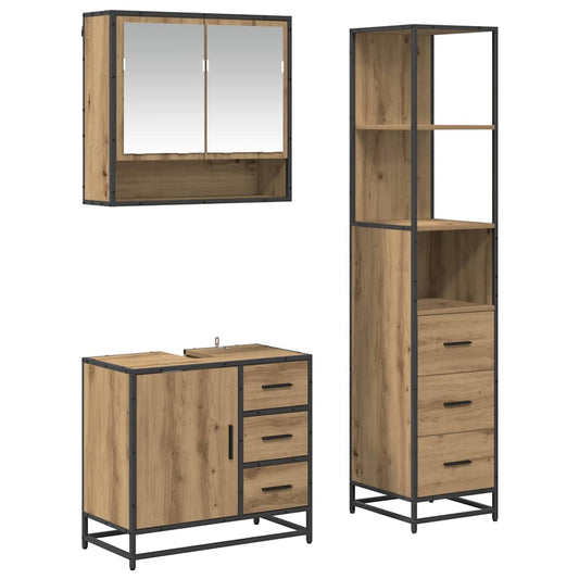 Baderomsinnredningssett 3 pcs Artisan Eik Konstruert tre