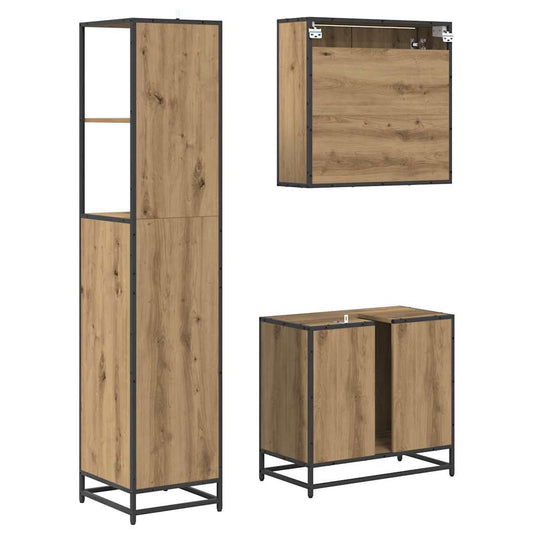 Baderomsinnredningssett 3 pcs Artisan Eik Konstruert tre