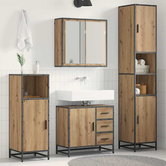 Baderomsinnredningssett 3 pcs Artisan Eik Konstruert tre