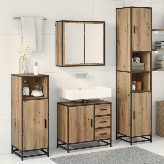 Baderomsinnredningssett 3 pcs Artisan Eik Konstruert tre