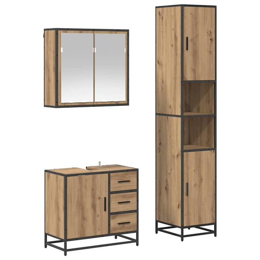 Baderomsinnredningssett 3 pcs Artisan Eik Konstruert tre