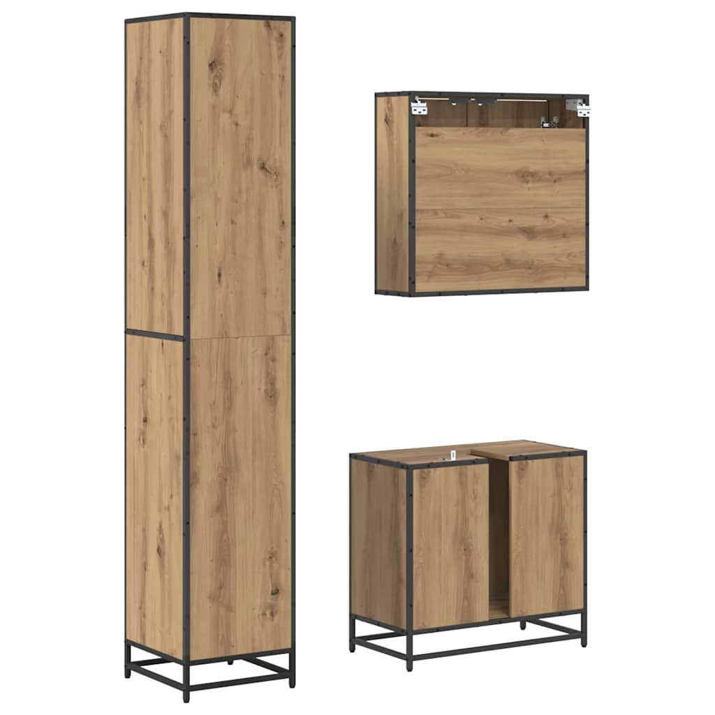 Baderomsinnredningssett 3 pcs Artisan Eik Konstruert tre