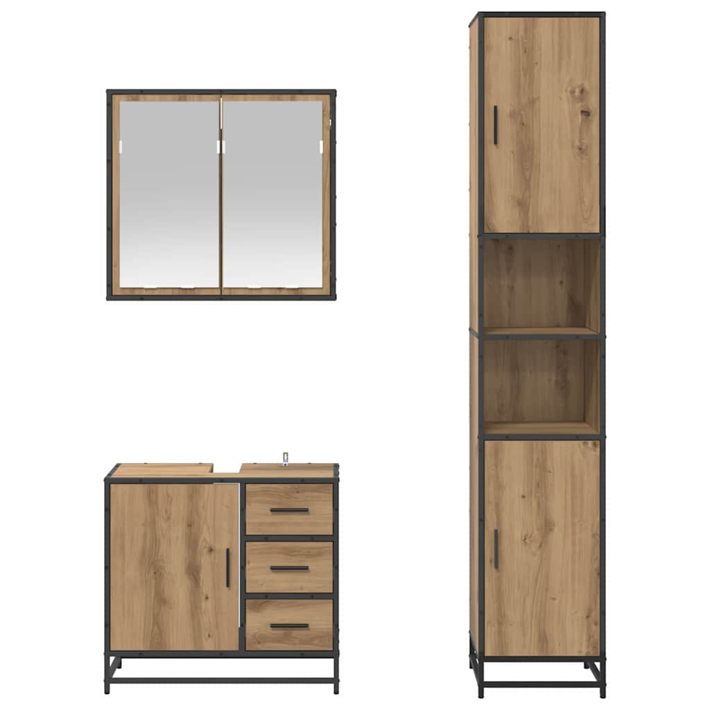 Baderomsinnredningssett 3 pcs Artisan Eik Konstruert tre