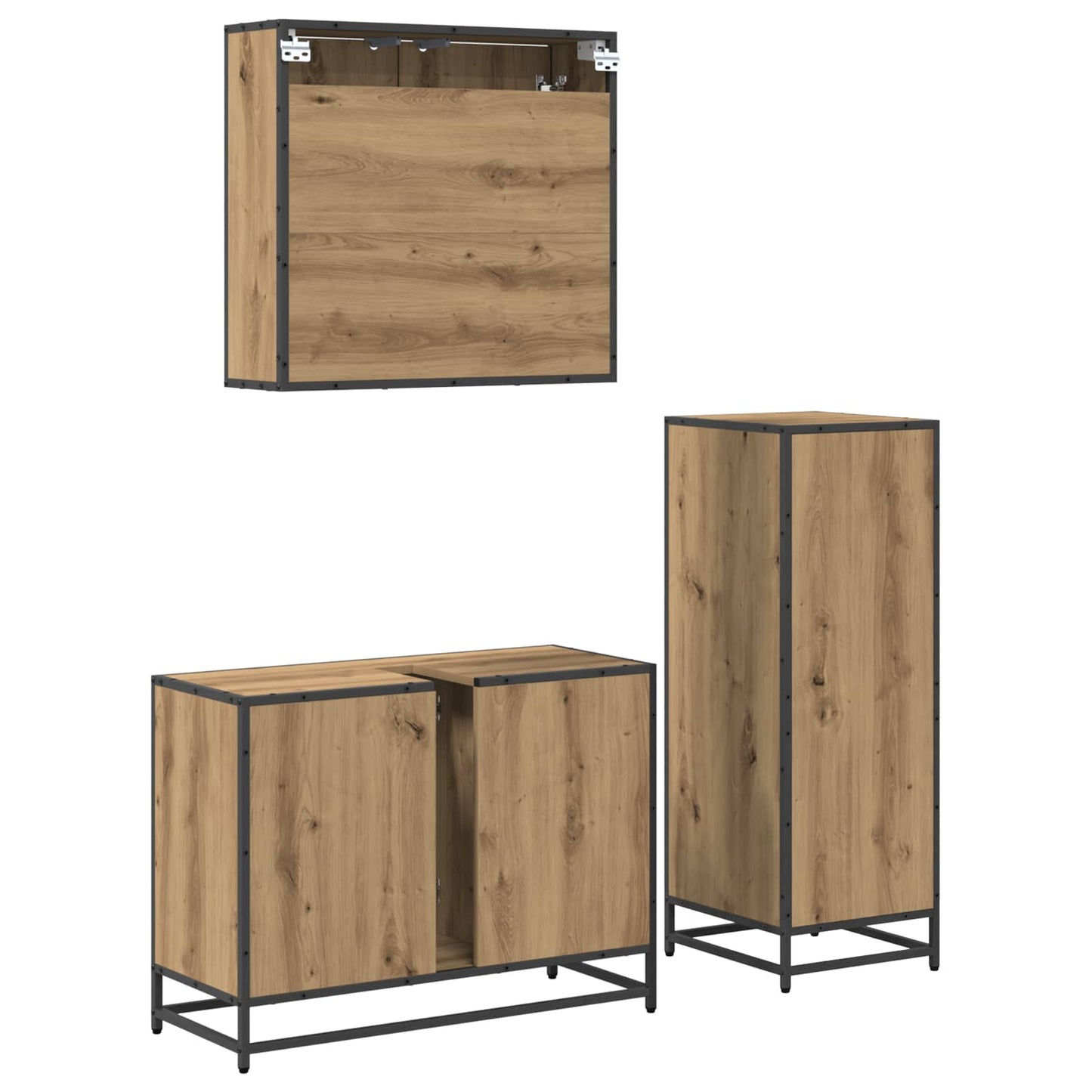 Baderomsinnredningssett 3 pcs Artisan Eik Konstruert tre